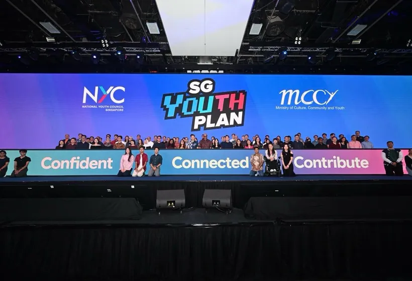 Participants on stage at the SG Youth Plan event